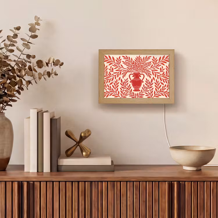 Lightbox - Wandlamp - Vaas - Planten - Decoratie - Abstract - Rood — 4