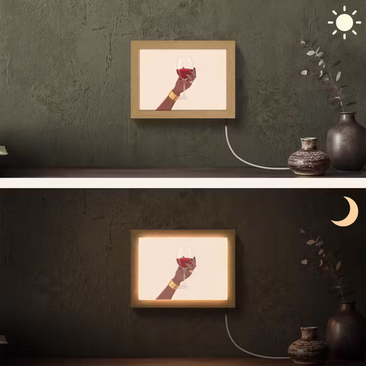 Lightbox - Wandlamp - Vrouw - Wijn - Glas - Illustratie - Rood — 3