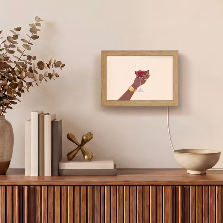 Lightbox - Wandlamp - Vrouw - Wijn - Glas - Illustratie - Rood — 4