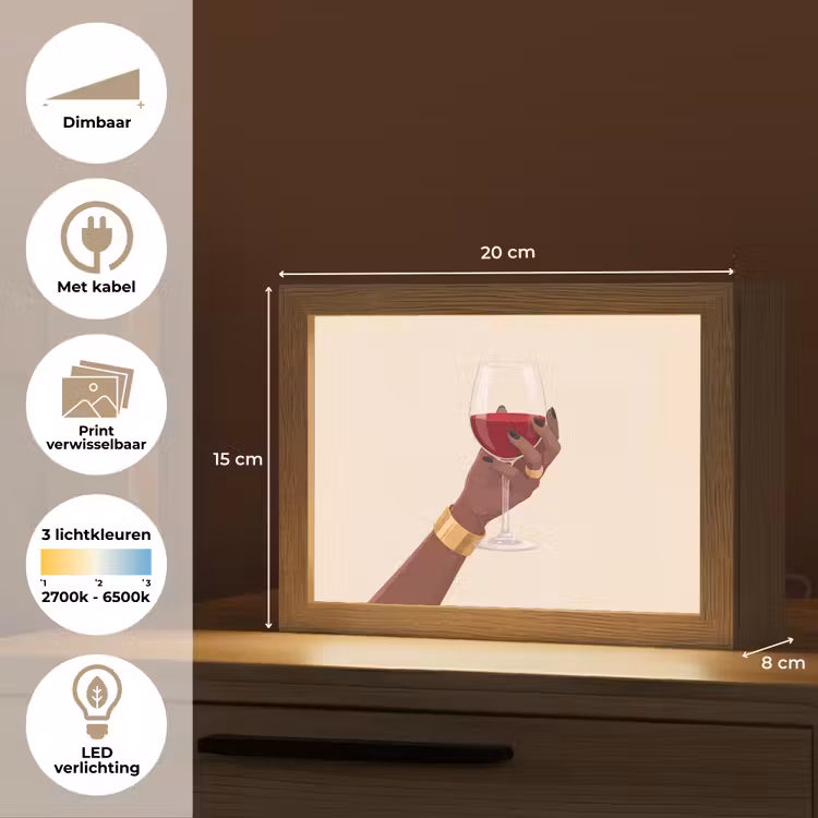 Lightbox - Wandlamp - Vrouw - Wijn - Glas - Illustratie - Rood — 9