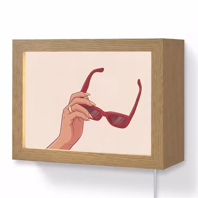 Lightbox - Wandlamp - Vrouw - Zonnebril - Mode - Rood - Illustratie — 1
