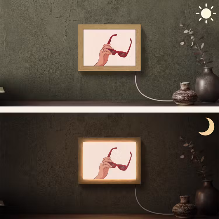 Lightbox - Wandlamp - Vrouw - Zonnebril - Mode - Rood - Illustratie — 3