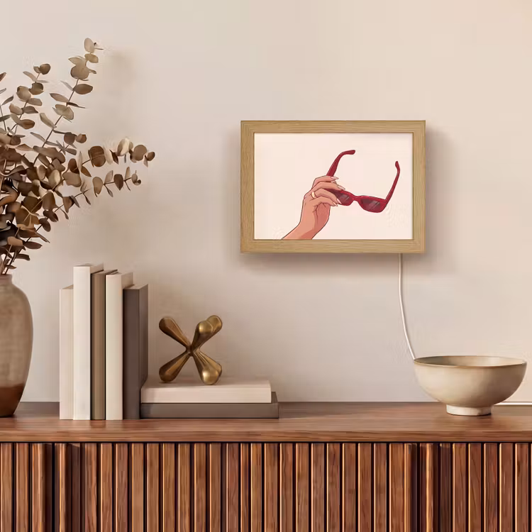 Lightbox - Wandlamp - Vrouw - Zonnebril - Mode - Rood - Illustratie — 4