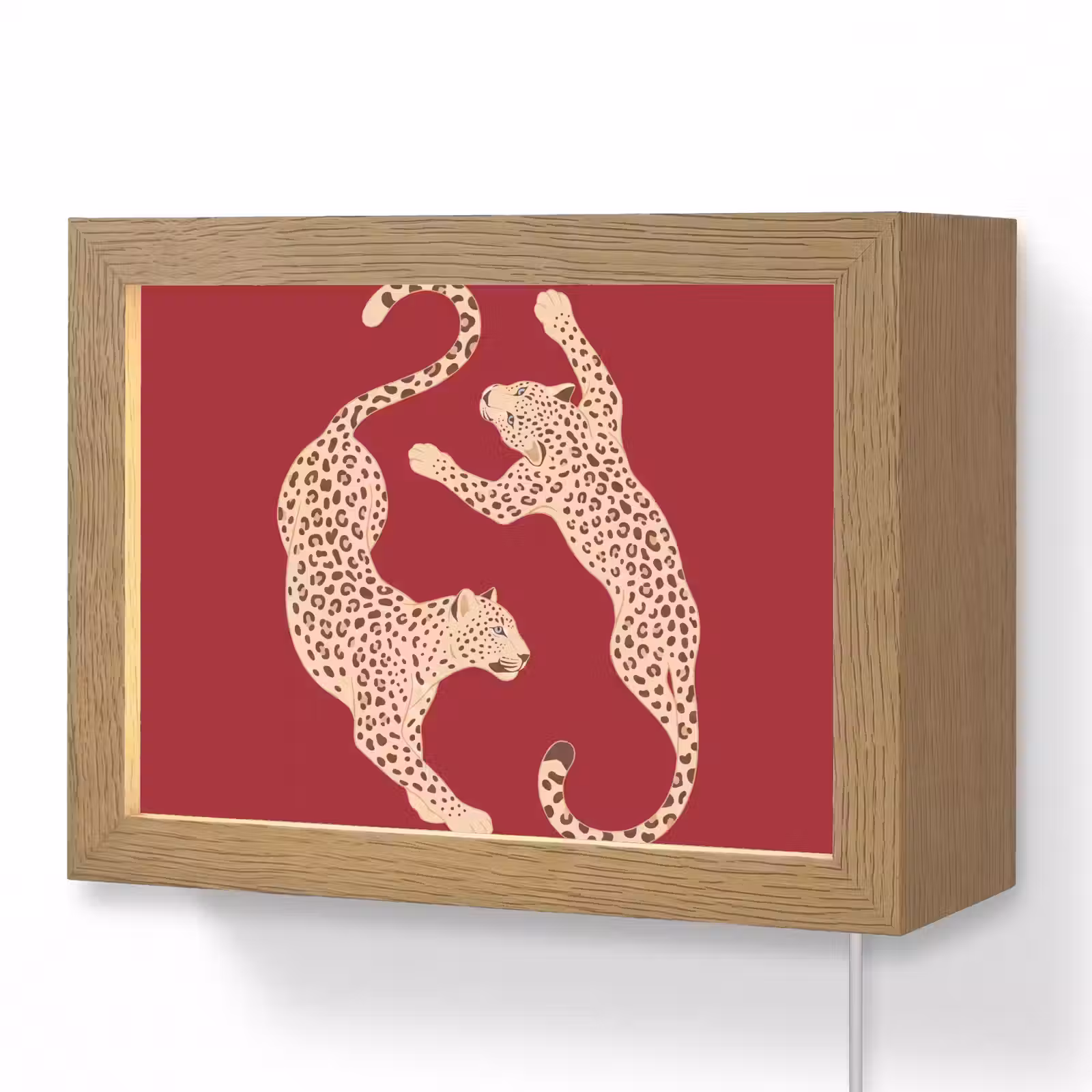 Lightbox - Wandlamp - Dieren - Luipaard - Abstract - Rood - Modern — 1