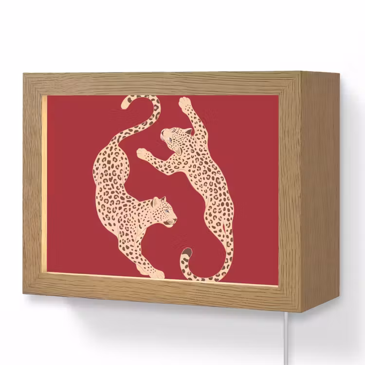 Lightbox - Wandlamp - Dieren - Luipaard - Abstract - Rood - Modern — 1