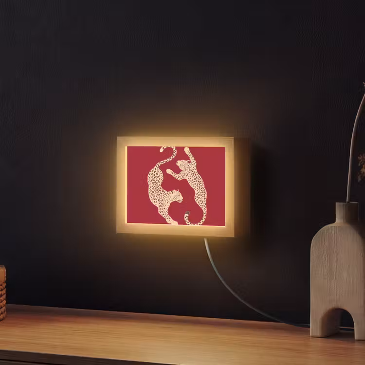 Lightbox - Wandlamp - Dieren - Luipaard - Abstract - Rood - Modern — 2