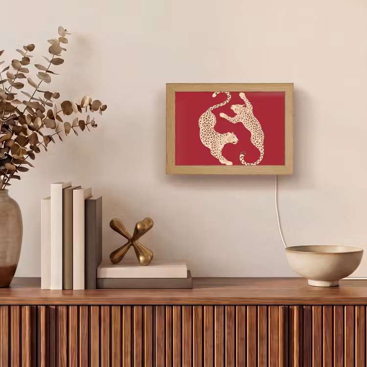 Lightbox - Wandlamp - Dieren - Luipaard - Abstract - Rood - Modern — 4