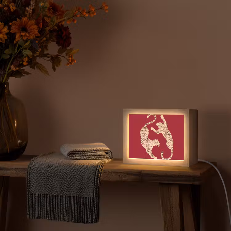Lightbox - Wandlamp - Dieren - Luipaard - Abstract - Rood - Modern — 5