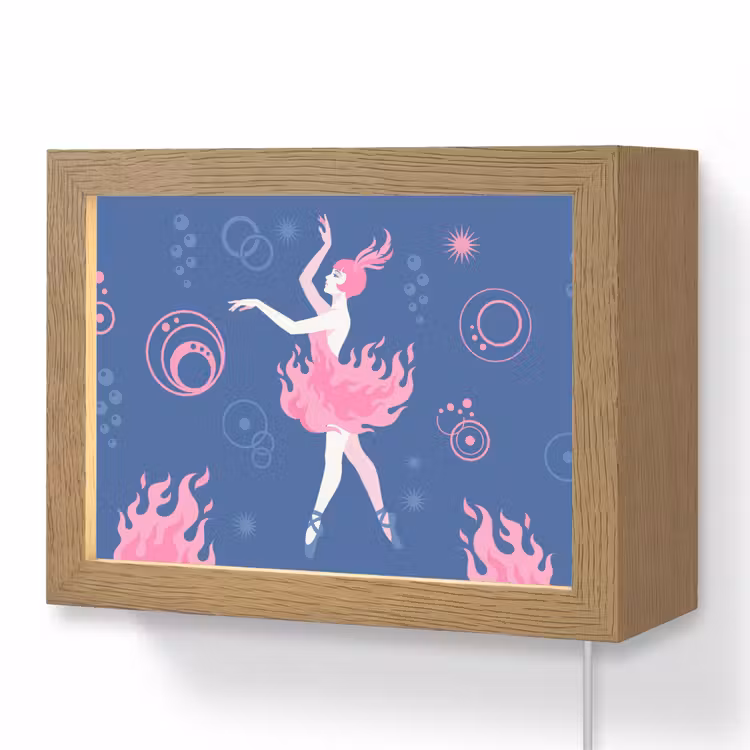 Lightbox - Wandlamp - Danseres - Vlammenrok - Abstract - Roze - Blauw — 1