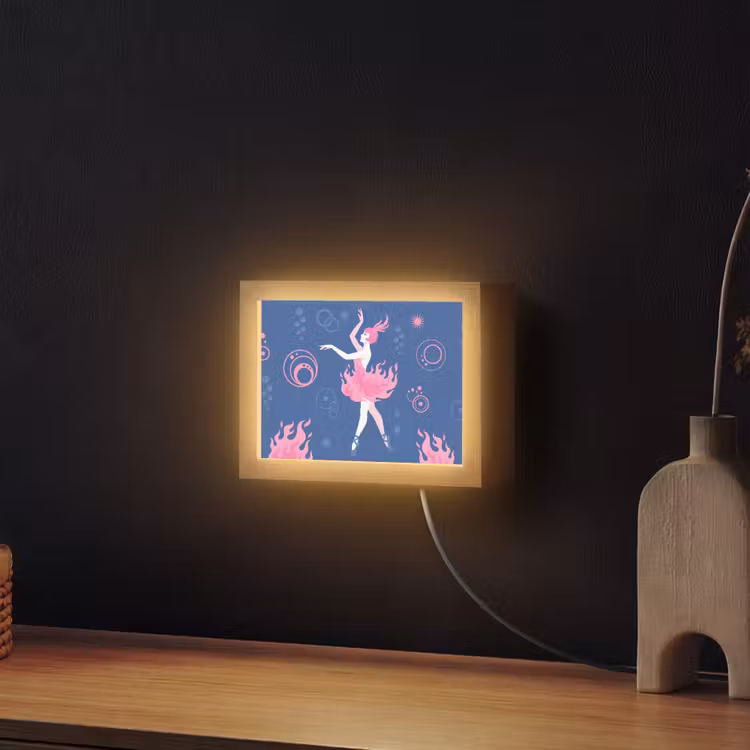 Lightbox - Wandlamp - Danseres - Vlammenrok - Abstract - Roze - Blauw — 2