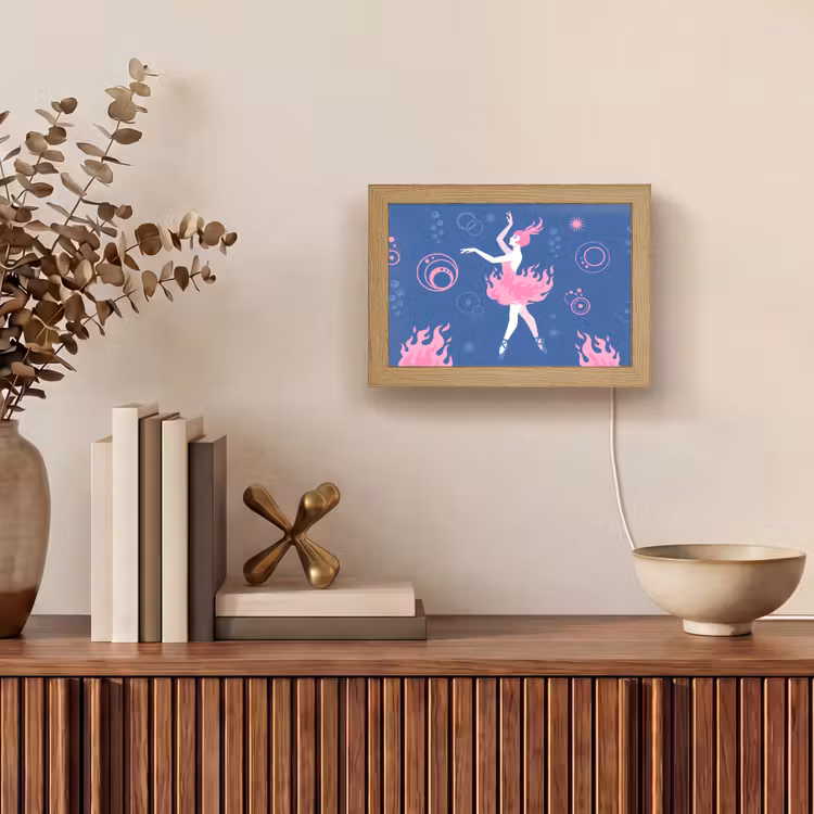 Lightbox - Wandlamp - Danseres - Vlammenrok - Abstract - Roze - Blauw — 4