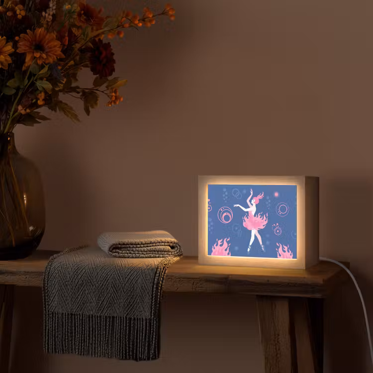 Lightbox - Wandlamp - Danseres - Vlammenrok - Abstract - Roze - Blauw — 5