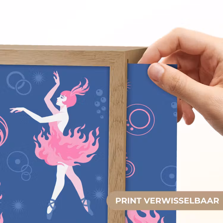 Lightbox - Wandlamp - Danseres - Vlammenrok - Abstract - Roze - Blauw — 6