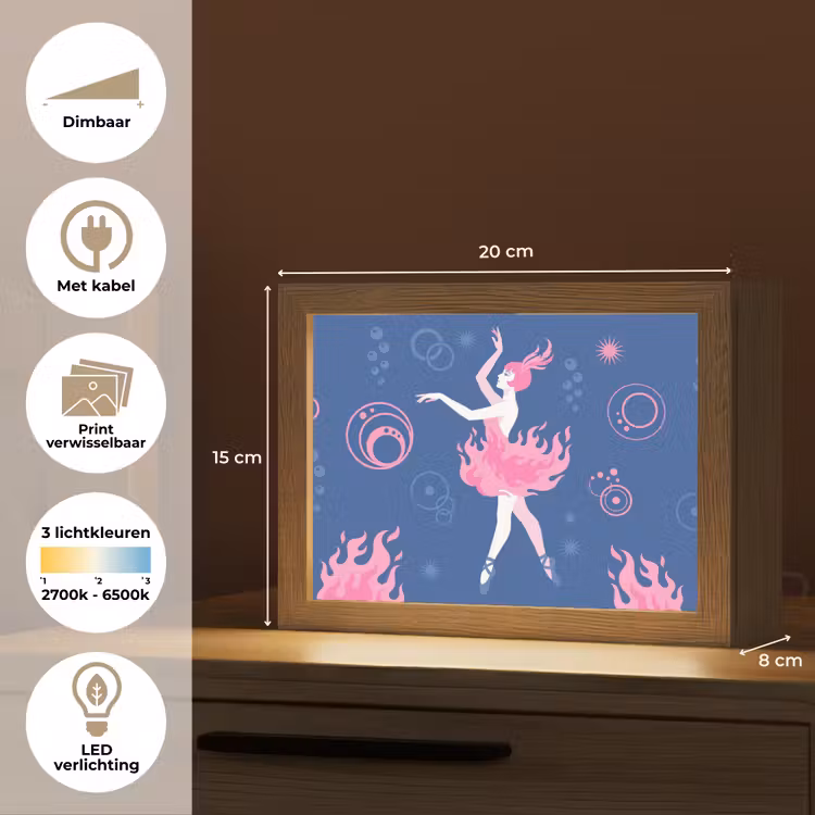 Lightbox - Wandlamp - Danseres - Vlammenrok - Abstract - Roze - Blauw — 9