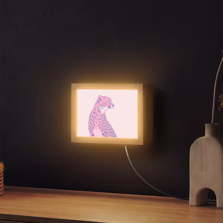 Lightbox - Wandlamp - Dieren - Profiel - Abstract - Roze - Blauw — 2