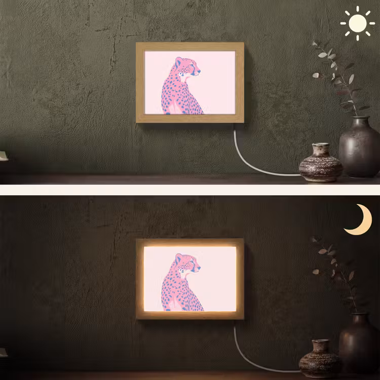 Lightbox - Wandlamp - Dieren - Profiel - Abstract - Roze - Blauw — 3