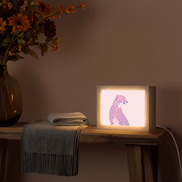 Lightbox - Wandlamp - Dieren - Profiel - Abstract - Roze - Blauw — 5