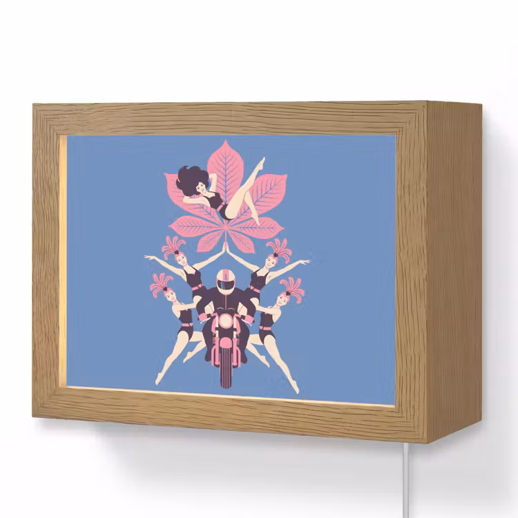 Lightbox - Wandlamp - Mensen - Dans - Motor - Retro - Roze — 1