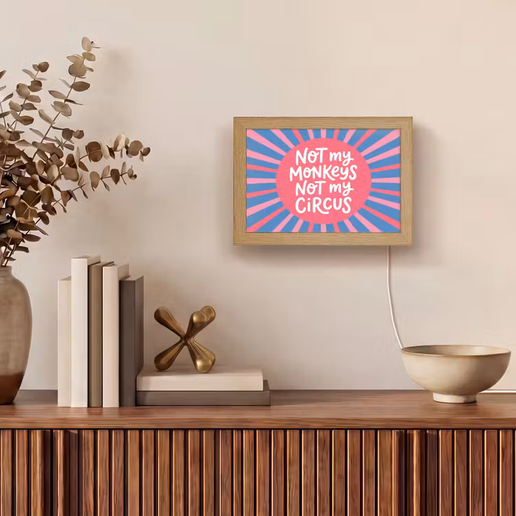 Lightbox - Wandlamp - Spreuk - Grafisch - Abstract - Roze - Blauw — 4