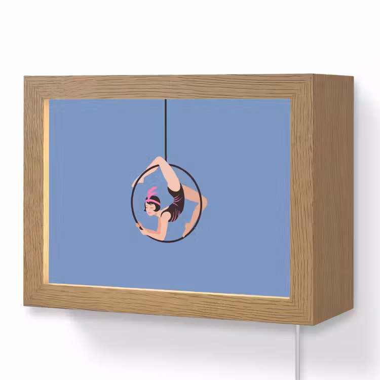 Lightbox - Wandlamp - Vrouw - Aerial hoop - Art deco - Illustratie - Blauw — 1