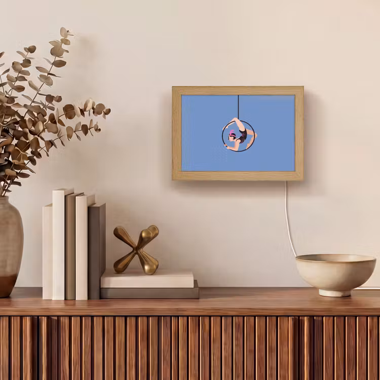 Lightbox - Wandlamp - Vrouw - Aerial hoop - Art deco - Illustratie - Blauw — 4