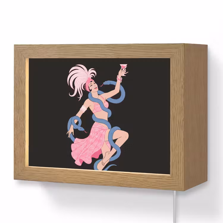 Lightbox - Wandlamp - Vrouw - Danseres - Slangen - Art Deco - Roze — 1