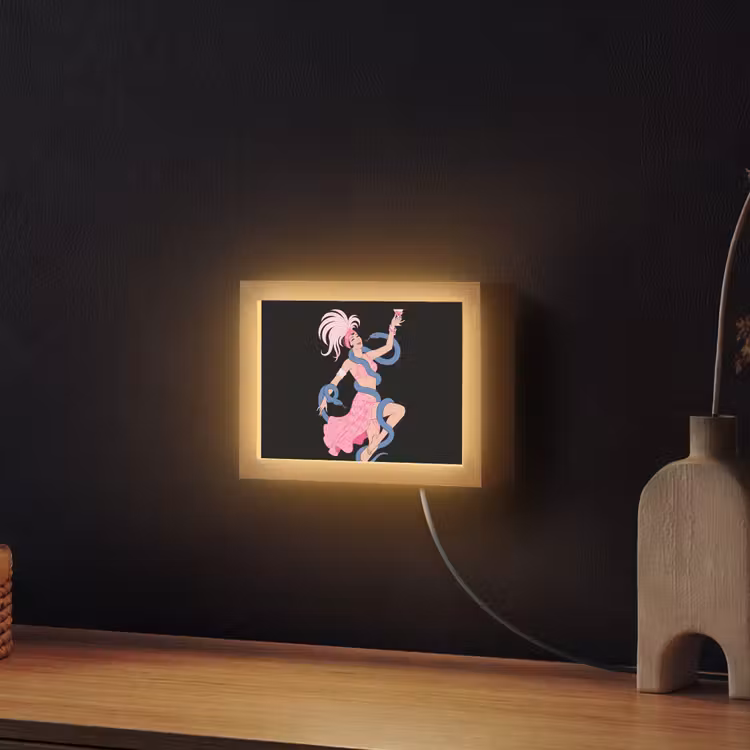 Lightbox - Wandlamp - Vrouw - Danseres - Slangen - Art Deco - Roze — 2