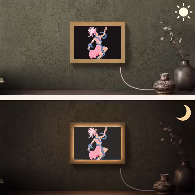 Lightbox - Wandlamp - Vrouw - Danseres - Slangen - Art Deco - Roze — 3