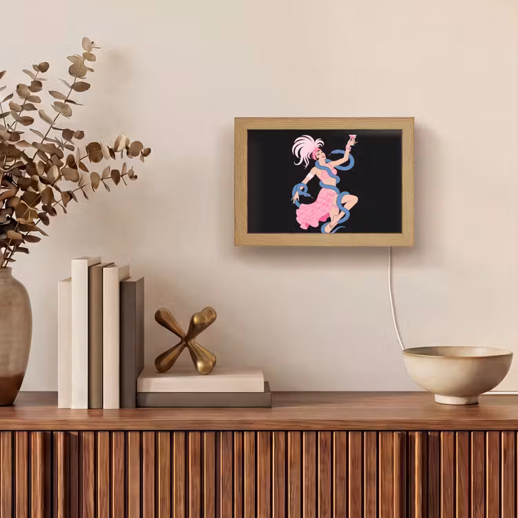 Lightbox - Wandlamp - Vrouw - Danseres - Slangen - Art Deco - Roze — 4