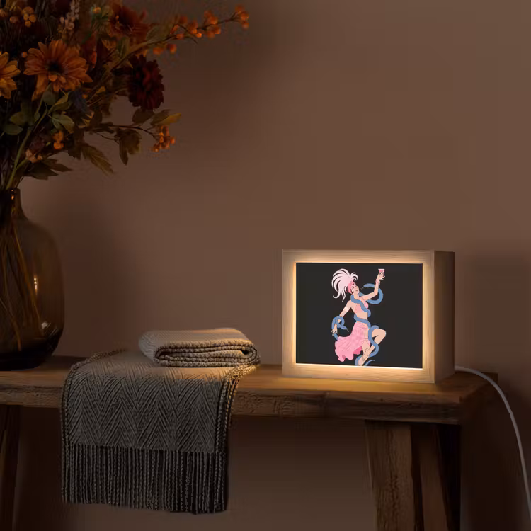 Lightbox - Wandlamp - Vrouw - Danseres - Slangen - Art Deco - Roze — 5