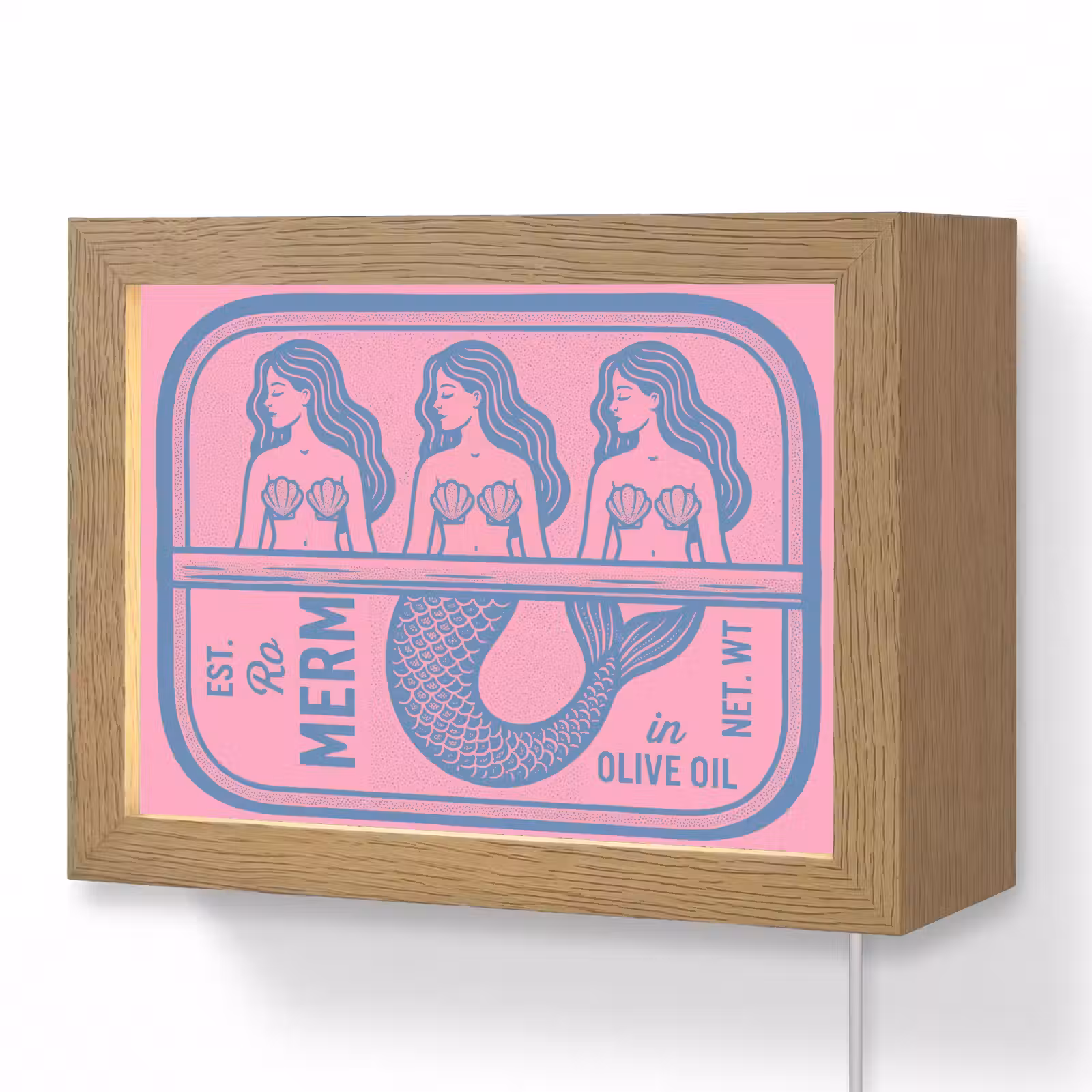 Lightbox - Wandlamp - Meermin - Sardineblik - Illustratie - Roze - Retro — 1