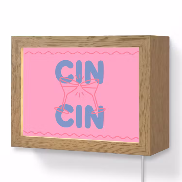 Lightbox - Wandlamp - Drank - Glazen - Proost - Modern - Roze — 1
