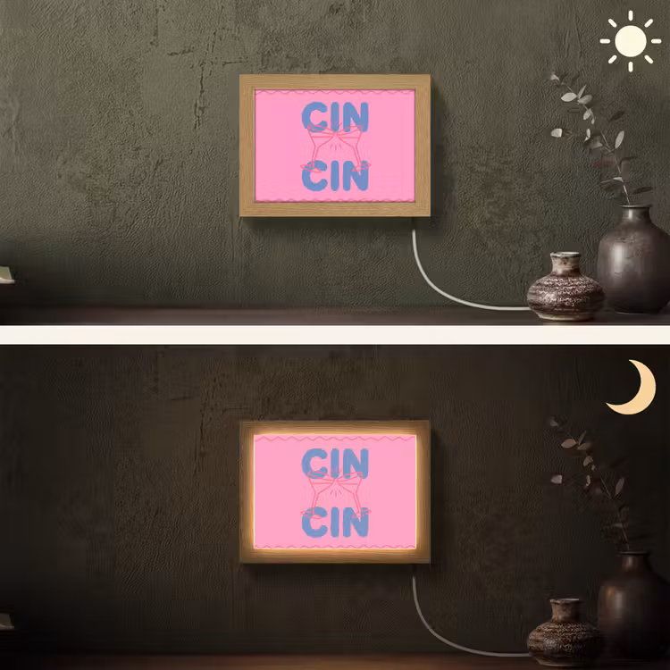 Lightbox - Wandlamp - Drank - Glazen - Proost - Modern - Roze — 3