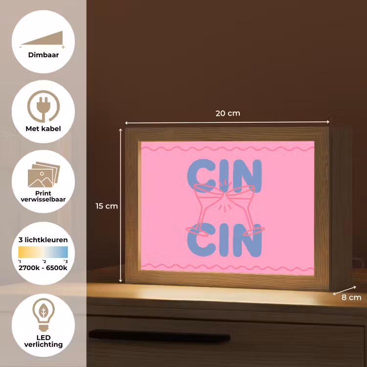 Lightbox - Wandlamp - Drank - Glazen - Proost - Modern - Roze — 9