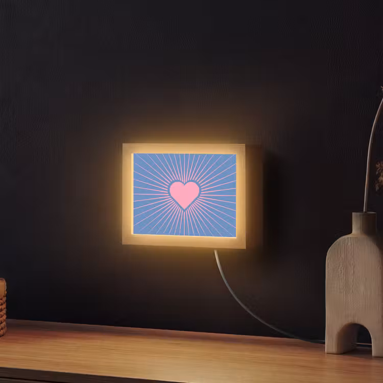 Lightbox - Wandlamp - Hart - Stralen - Liefde - Modern - Roze — 2