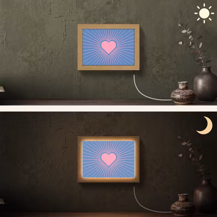Lightbox - Wandlamp - Hart - Stralen - Liefde - Modern - Roze — 3