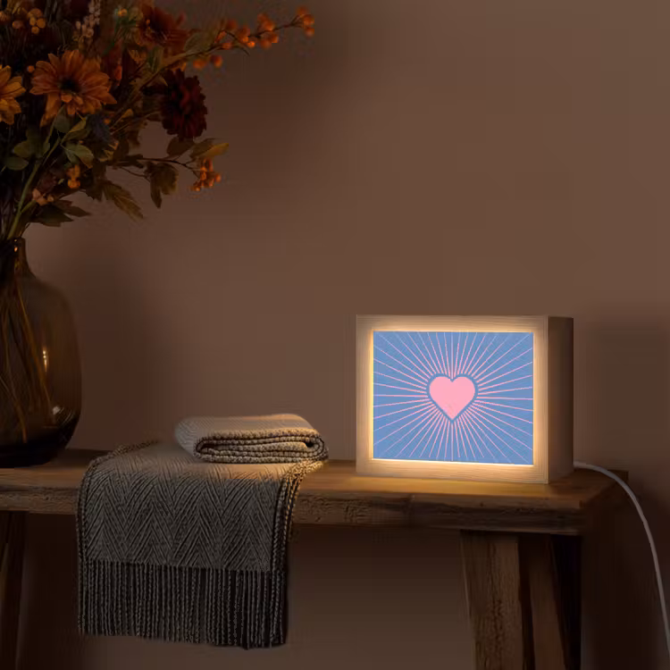Lightbox - Wandlamp - Hart - Stralen - Liefde - Modern - Roze — 5