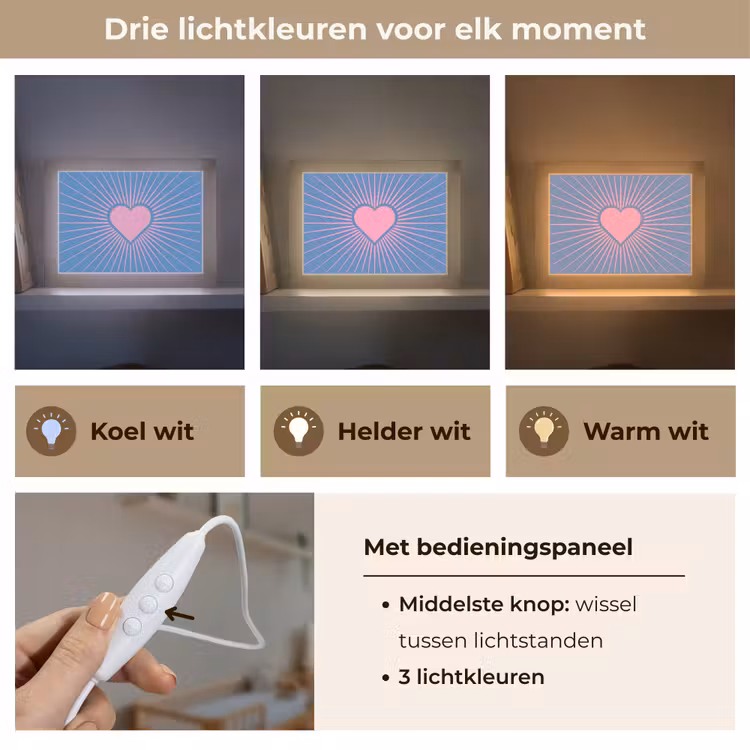 Lightbox - Wandlamp - Hart - Stralen - Liefde - Modern - Roze — 7