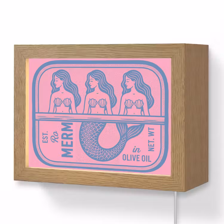 Lightbox - Wandlamp - Meermin - Sardineblik - Illustratie - Roze - Retro — 1
