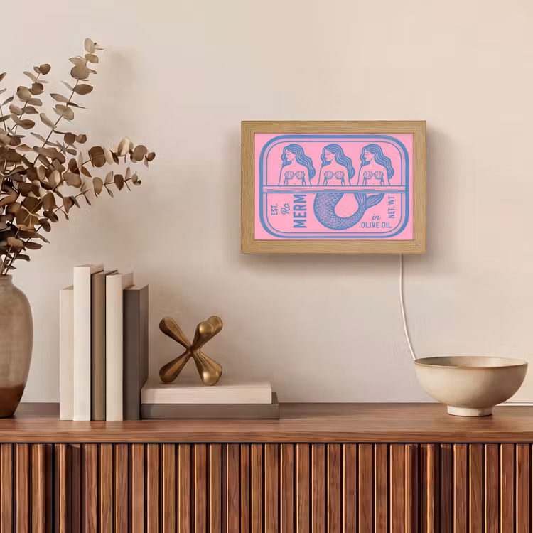 Lightbox - Wandlamp - Meermin - Sardineblik - Illustratie - Roze - Retro — 4