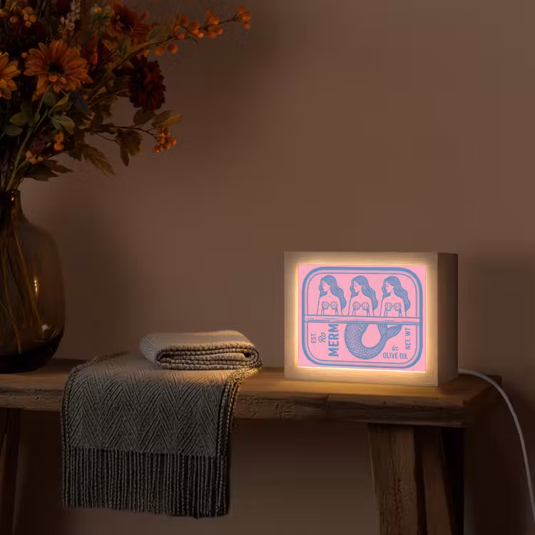 Lightbox - Wandlamp - Meermin - Sardineblik - Illustratie - Roze - Retro — 5
