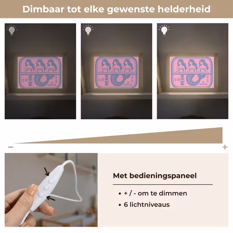 Lightbox - Wandlamp - Meermin - Sardineblik - Illustratie - Roze - Retro — 8
