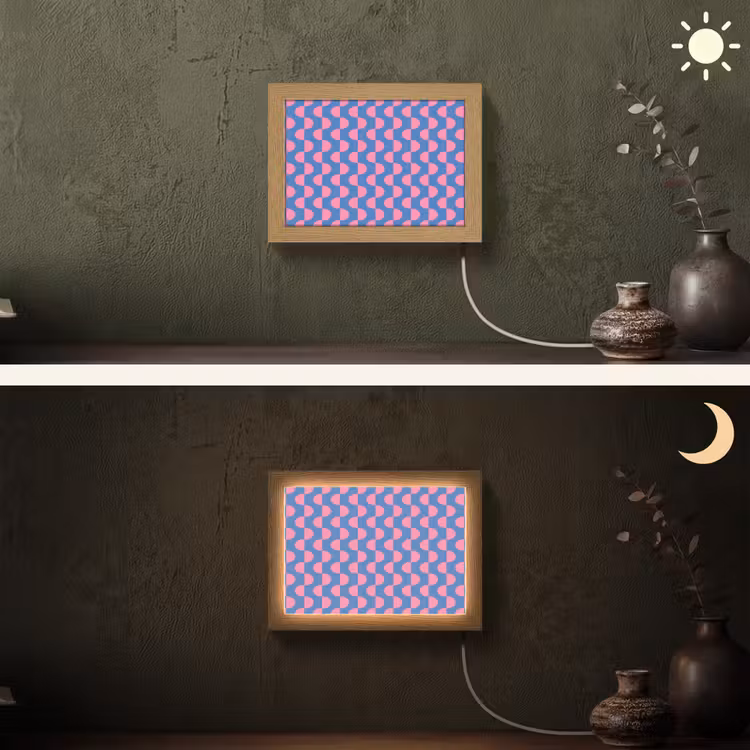 Lightbox - Wandlamp - Patroon - Halve cirkels - Abstract - Modern - Roze - Blauw — 3