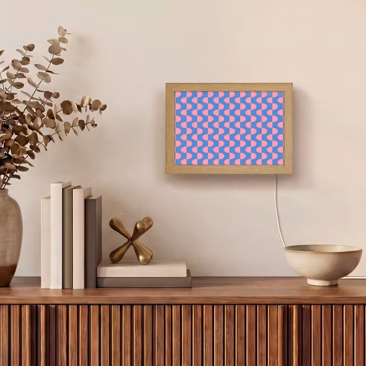 Lightbox - Wandlamp - Patroon - Halve cirkels - Abstract - Modern - Roze - Blauw — 4