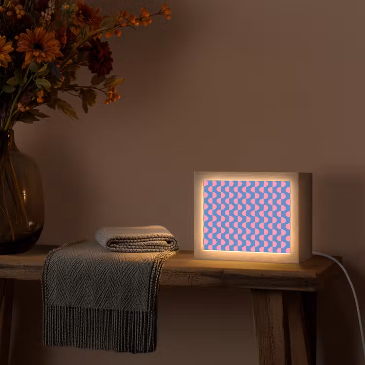 Lightbox - Wandlamp - Patroon - Halve cirkels - Abstract - Modern - Roze - Blauw — 5
