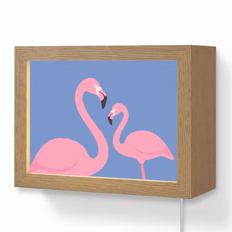 Lightbox - Wandlamp - Vogel - Paar - Dieren - Modern - Roze — 1