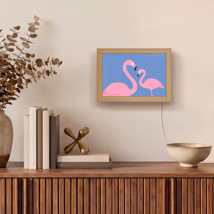 Lightbox - Wandlamp - Vogel - Paar - Dieren - Modern - Roze — 4
