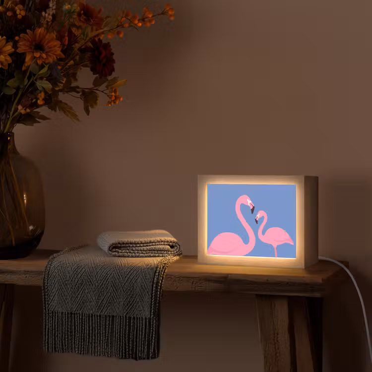 Lightbox - Wandlamp - Vogel - Paar - Dieren - Modern - Roze — 5