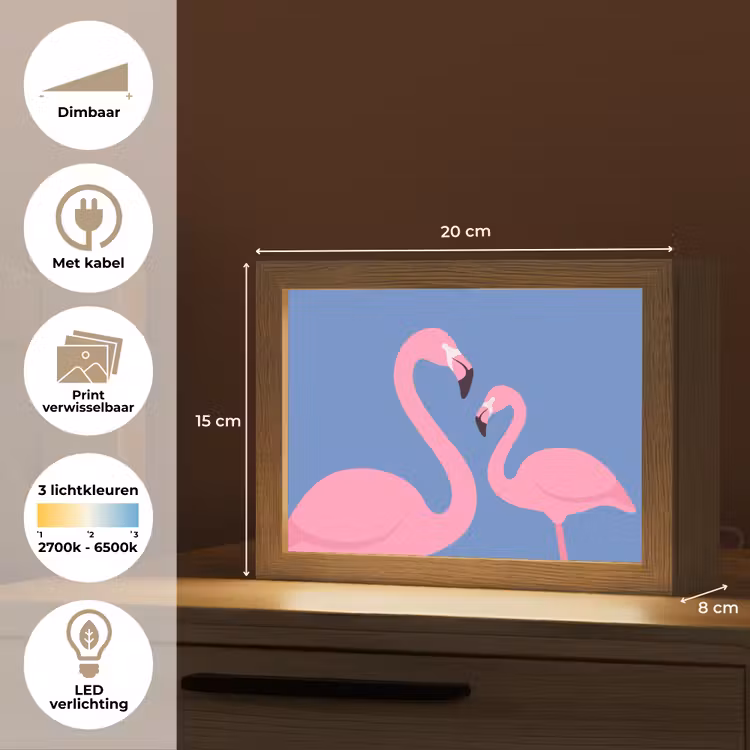 Lightbox - Wandlamp - Vogel - Paar - Dieren - Modern - Roze — 9