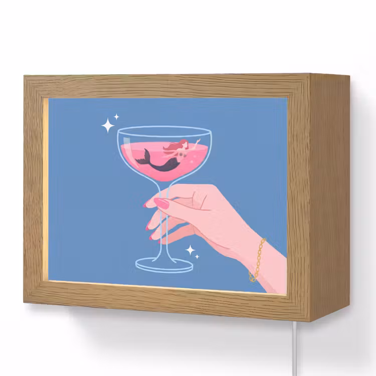 Lightbox - Wandlamp - Vrouw - Glas - Abstract - Roze - Blauw — 1